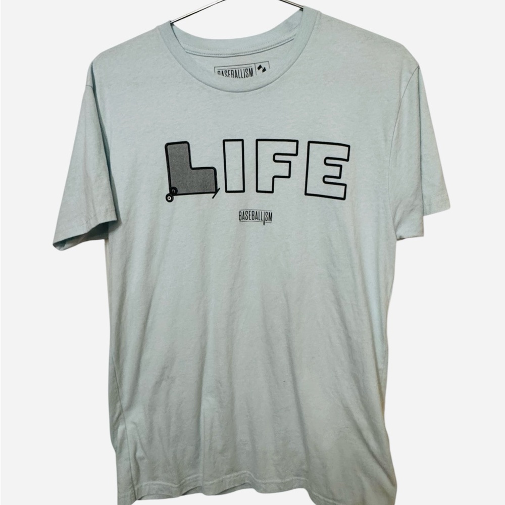 Baseballism LIFE Baseball Soft Light Blue Gray Men's M High End T-Shirt